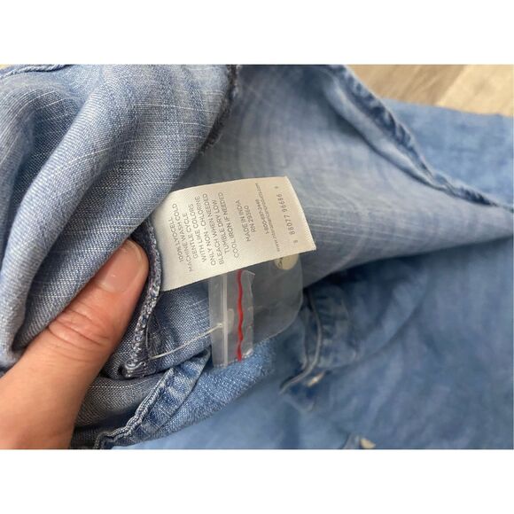 Dip Popover Chambray Dress, Blue Jean Belted Dress, Sz XL - Picture 3 of 7